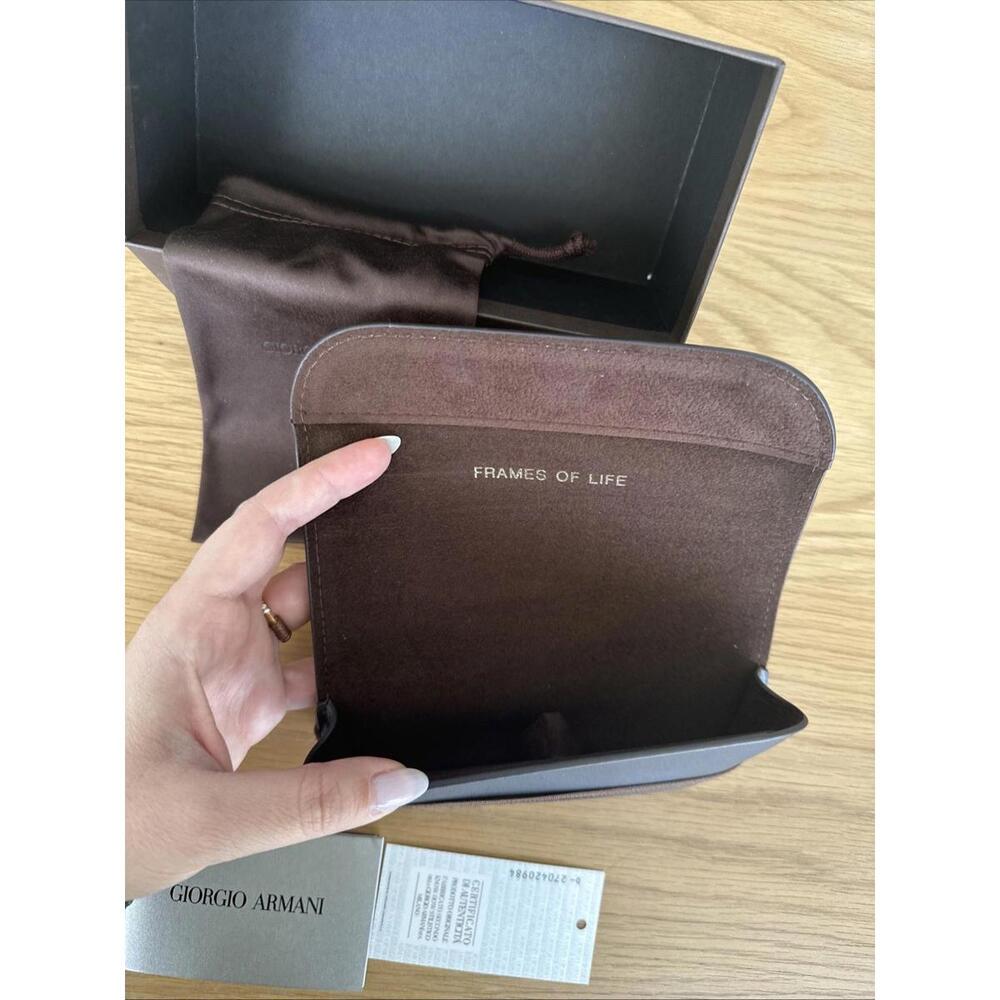 Giorgio Armani Glasses Case, Brown, Eyeglasses Frames Pouch Eyewear Designer - Picture 4 of 6